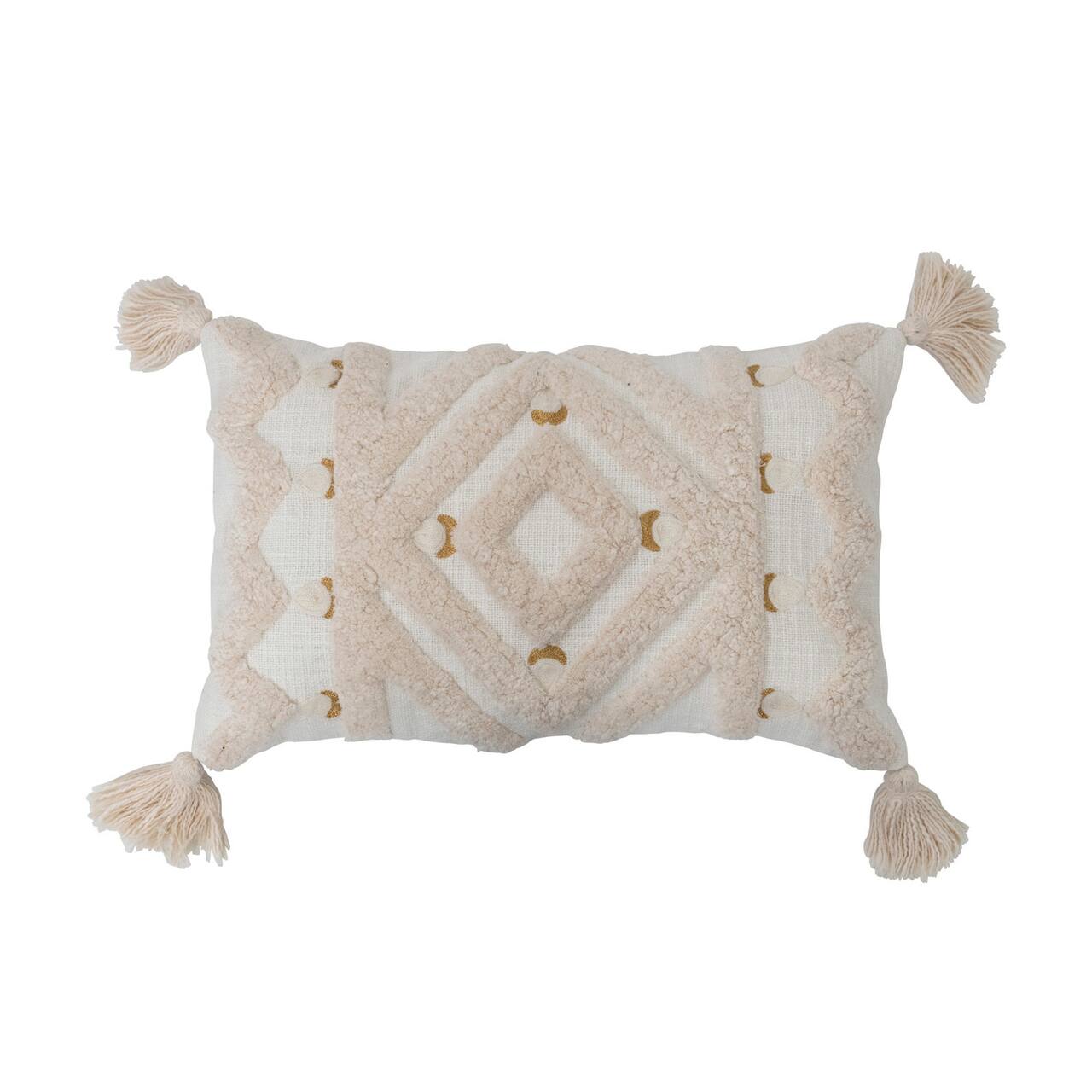 Hello Honey® Cotton Tufted Lumbar Pillow With Embroidery & Tassels